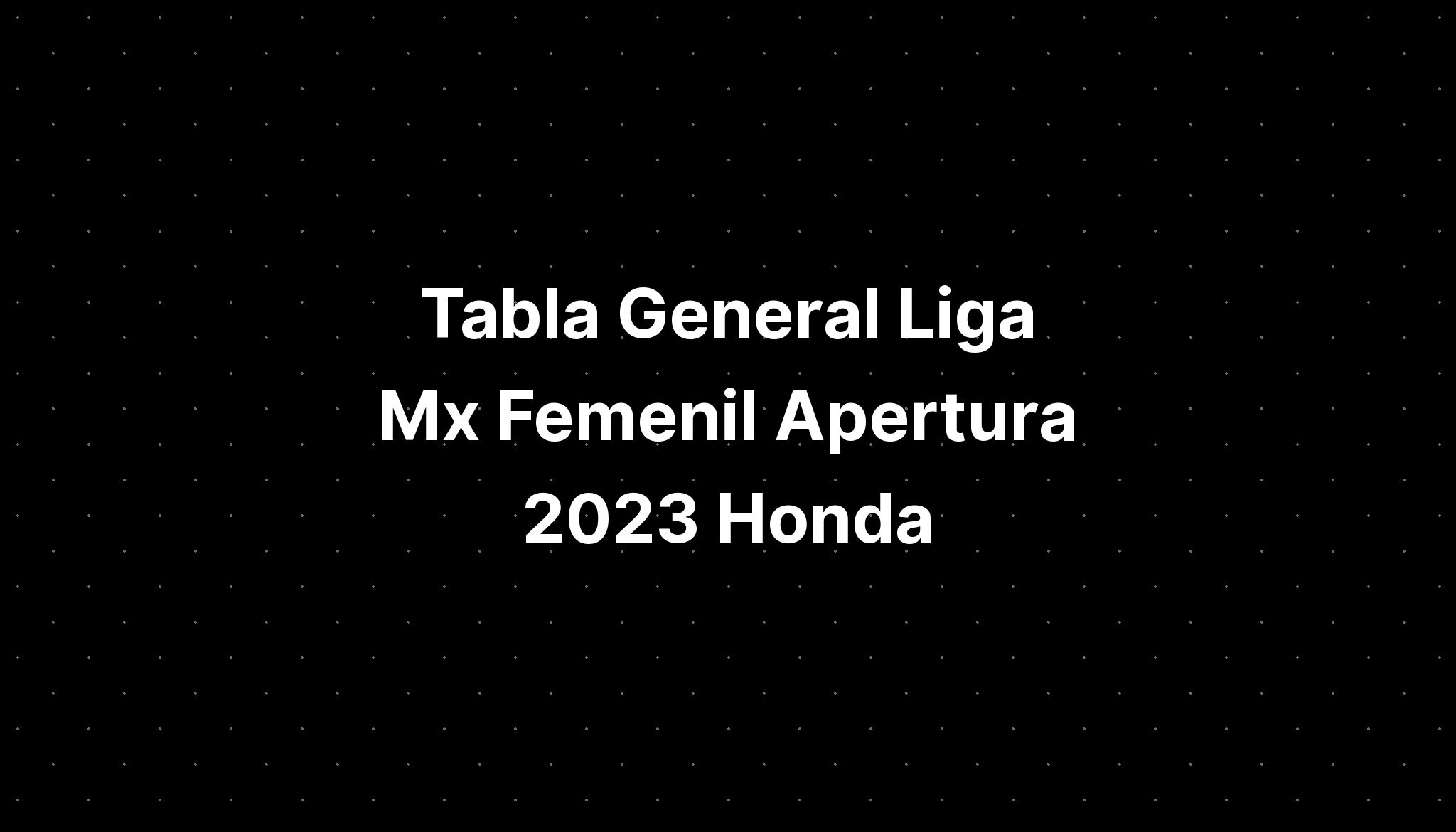 Tabla General Liga Mx Femenil Apertura 2023 Honda IMAGESEE